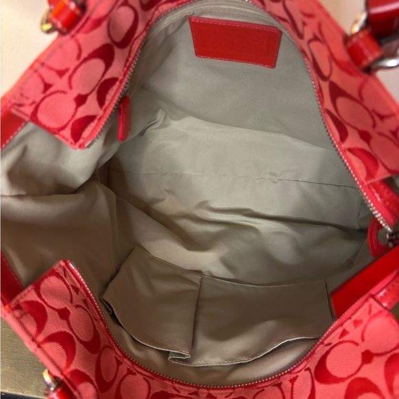 Coach Red Signature Jacquard Tote Bag 2009 EUC - Picture 8 of 9
